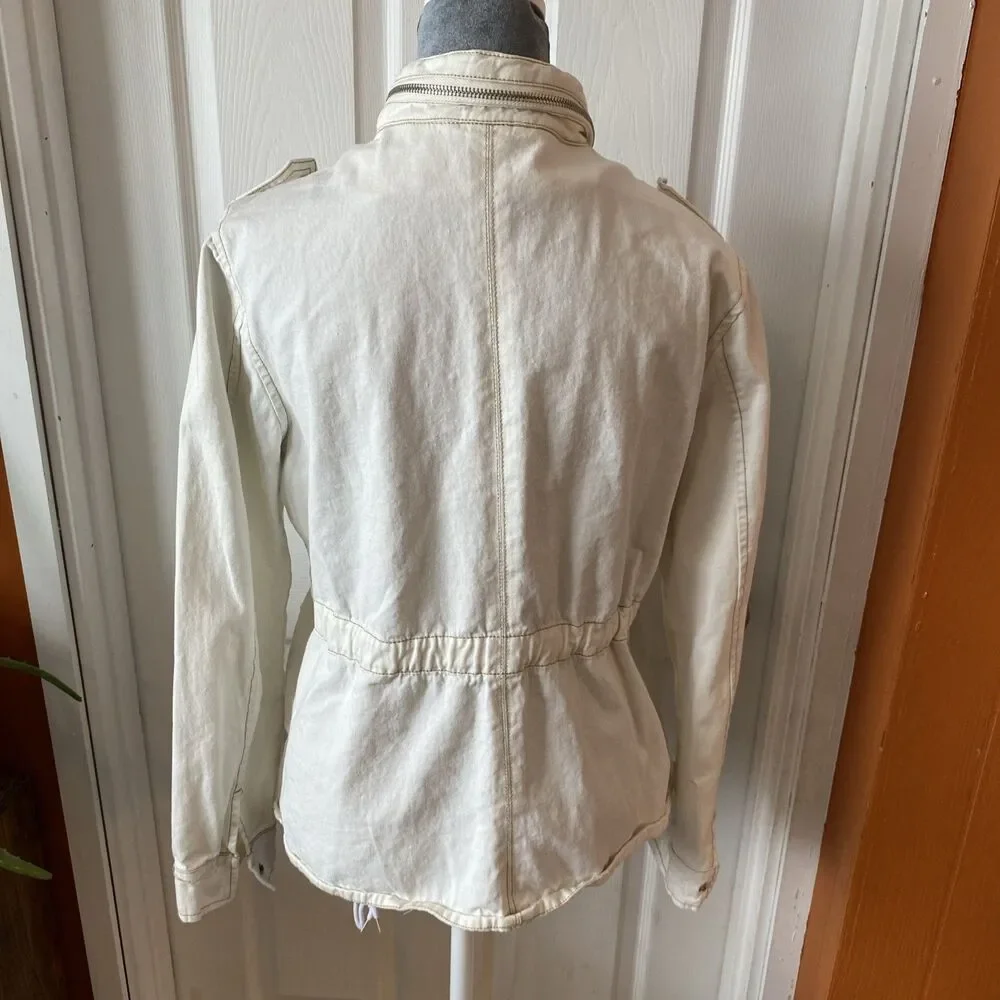 Ashley Vintage Charm Denim Jacket Women’s Size Medium Ivory Full Zip - Picture 10 of 13